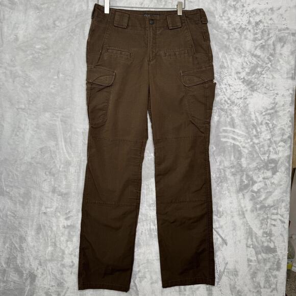 5.11 Tactical Pants Womens 10 Long Brown Ripstop Cargo Utility Workwear Hiking - Picture 1 of 12